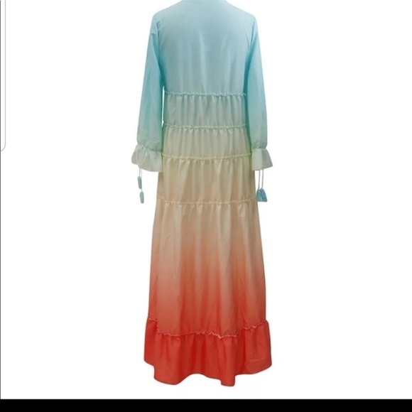 BOHO Ombré Rainbow Tiered Maxi Dress - Picture 5 of 8